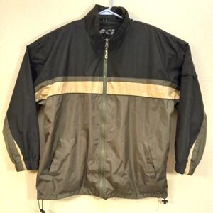 Pear Connection Inc/PCI Rain/Windbreaker Jacket Men Size M Black/Tan Lined